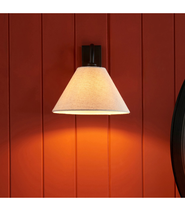 Knole Wall Lamp with Shade Matt Black & Natural Faux Linen E14-4