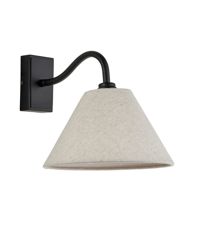 Knole Wall Lamp with Shade Matt Black & Natural Faux Linen E14-8
