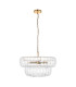 Montrose Pendant Ceiling Light Brushed Aged Brass Plate & Handmade Clear Textured Glass 6x E14-9