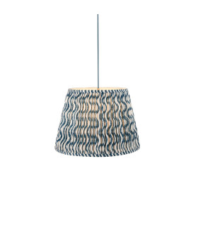 Eltham Brushed Aged Brass Plate Blue Flex Pendant Light with Marlin Blue Fabric Ripple Shade 40cm B22-1