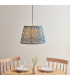 Eltham Brushed Aged Brass Plate Blue Flex Pendant Light with Marlin Blue Fabric Ripple Shade 40cm B22-2