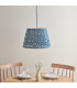 Eltham Brushed Aged Brass Plate Blue Flex Pendant Light with Marlin Blue Fabric Ripple Shade 40cm B22-3