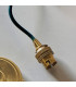 Eltham Brushed Aged Brass Plate Blue Flex Pendant Light with Marlin Blue Fabric Ripple Shade 40cm B22-4
