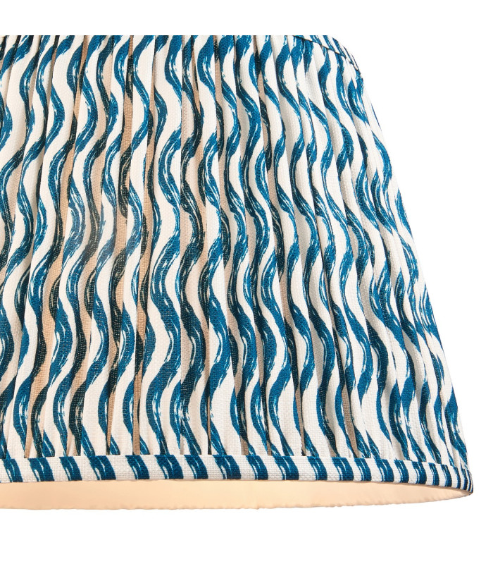 Eltham Brushed Aged Brass Plate Blue Flex Pendant Light with Marlin Blue Fabric Ripple Shade 40cm B22-6