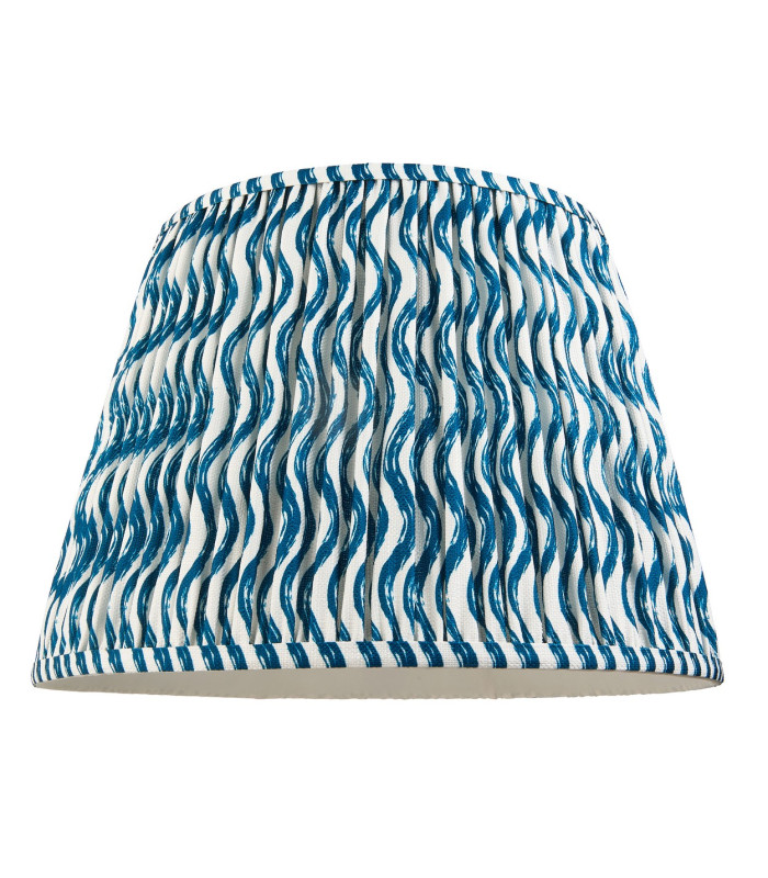 Eltham Brushed Aged Brass Plate Blue Flex Pendant Light with Marlin Blue Fabric Ripple Shade 40cm B22-9