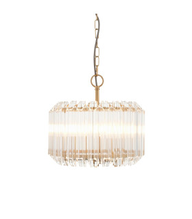Valentina Pendant Ceiling Light Brushed Aged Brass Plate & Clear Glass 3x E14-1