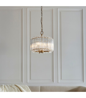 Valentina Pendant Ceiling Light Brushed Aged Brass Plate & Clear Glass 3x E14-2