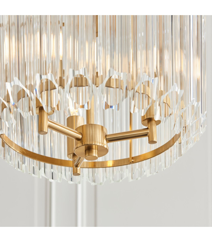 Valentina Pendant Ceiling Light Brushed Aged Brass Plate & Clear Glass 3x E14-5