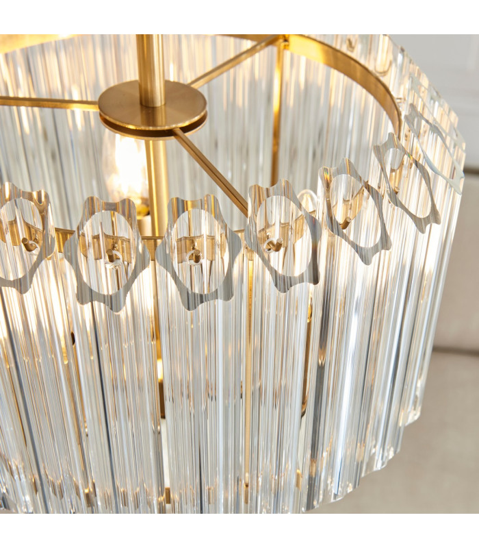 Valentina Pendant Ceiling Light Brushed Aged Brass Plate & Clear Glass 3x E14-6