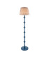Carnaby Satin Marlin Blue Paint Floor Lamp with Neutral Print Fabric Ikat Shade 35cm B22-1