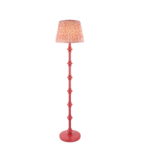 Carnaby Satin Pink Clay Paint Floor Lamp with Coral Pink Fabric Ripple Shade 35cm B22-1