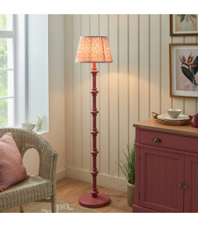 Carnaby Satin Pink Clay Paint Floor Lamp with Coral Pink Fabric Ripple Shade 35cm B22-2
