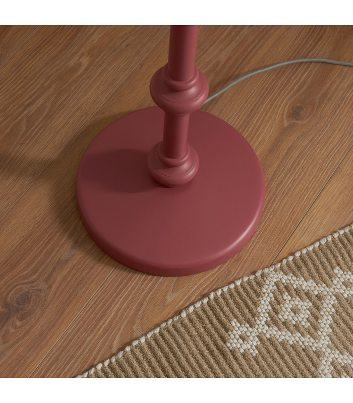 Carnaby Satin Pink Clay Paint Floor Lamp with Coral Pink Fabric Ripple Shade 35cm B22-7