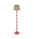 Carnaby Satin Pink Clay Paint Floor Lamp with Cotswold Green Fabric Zigzag Shade 35cm B22-1