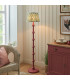 Carnaby Satin Pink Clay Paint Floor Lamp with Cotswold Green Fabric Zigzag Shade 35cm B22-2