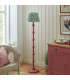 Carnaby Satin Pink Clay Paint Floor Lamp with Cotswold Green Fabric Zigzag Shade 35cm B22-3
