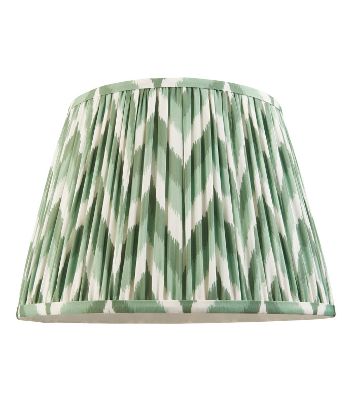 Carnaby Satin Pink Clay Paint Floor Lamp with Cotswold Green Fabric Zigzag Shade 35cm B22-9