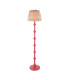 Carnaby Satin Pink Clay Paint Floor Lamp with Neutral Print Fabric Ikat Shade 35cm B22-1