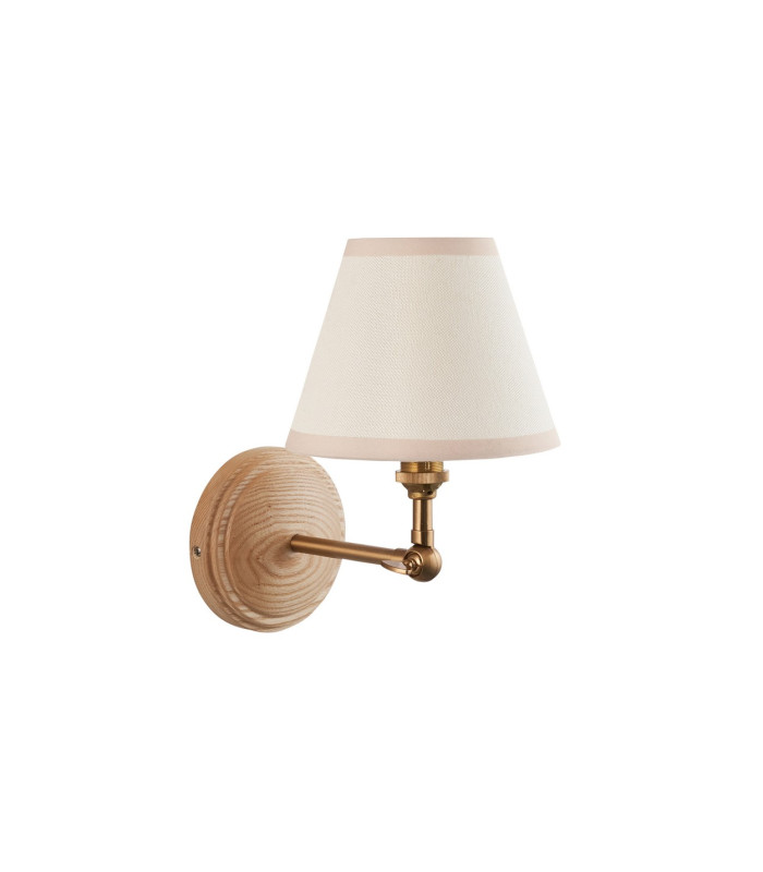 Wood Wing Ash Wood Wall Light with Vintage White Fabric Ivy Shade 16cm B22-9