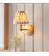 Wood Wing Ash Wood Wall Light with Neutral Print Fabric Ikat Shade 16cm B22-2