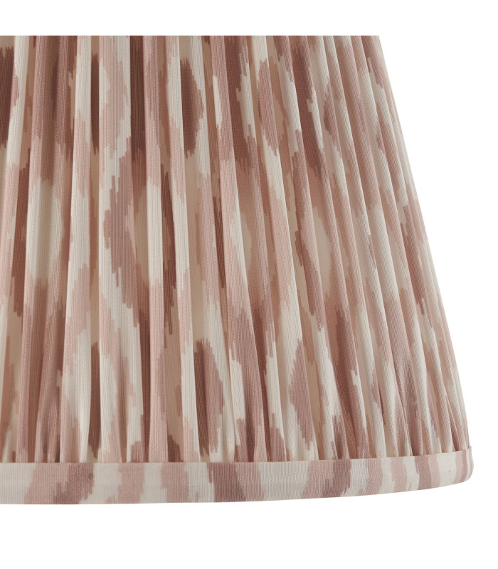 Carnaby Satin Pink Clay Paint Floor Lamp with Neutral Print Fabric Ikat Shade 35cm B22-8