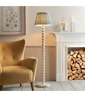 Higgledy Gloss Almond White Paint Floor Lamp with Marlin Blue Fabric Ripple Shade 35cm E27-2