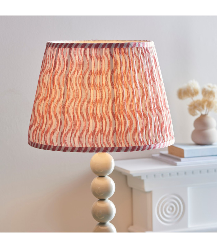 Higgledy Gloss Almond White Paint Floor Lamp with Coral Pink Fabric Ripple Shade 35cm E27-4
