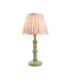 Bibury Satin Cotswold Green Paint Table Lamp with Peachy Keen Fabric Leaf Shade 20cm B22-1