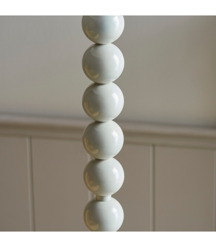 Higgledy Gloss Almond White Paint Floor Lamp with Coral Pink Fabric Ripple Shade 35cm E27-6