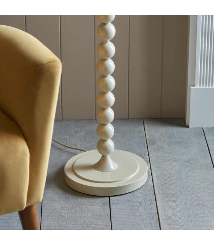 Higgledy Gloss Almond White Paint Floor Lamp with Coral Pink Fabric Ripple Shade 35cm E27-7