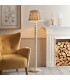 Higgledy Gloss Almond White Paint Floor Lamp with Pearl Grey Fabric Ikat Shade 35cm E27-2