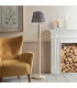 Higgledy Gloss Almond White Paint Floor Lamp with Pearl Grey Fabric Ikat Shade 35cm E27-3