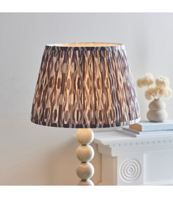 Higgledy Gloss Almond White Paint Floor Lamp with Pearl Grey Fabric Ikat Shade 35cm E27-4