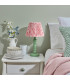 Bibury Satin Cotswold Green Paint Table Lamp with Coral Pink Fabric Ripple Shade 20cm B22-3