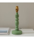 Bibury Satin Cotswold Green Paint Table Lamp with Coral Pink Fabric Ripple Shade 20cm B22-5