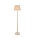 Higgledy Gloss Almond White Paint Floor Lamp with Neutral Print Fabric Ikat Shade 35cm E27-1
