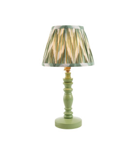 Bibury Satin Cotswold Green Paint Table Lamp with Cotswold Green Fabric Zigzag Shade 20cm B22-1