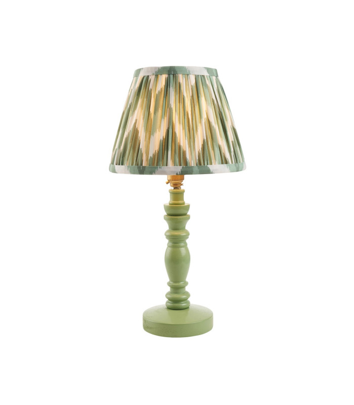 Bibury Satin Cotswold Green Paint Table Lamp with Cotswold Green Fabric Zigzag Shade 20cm B22-1