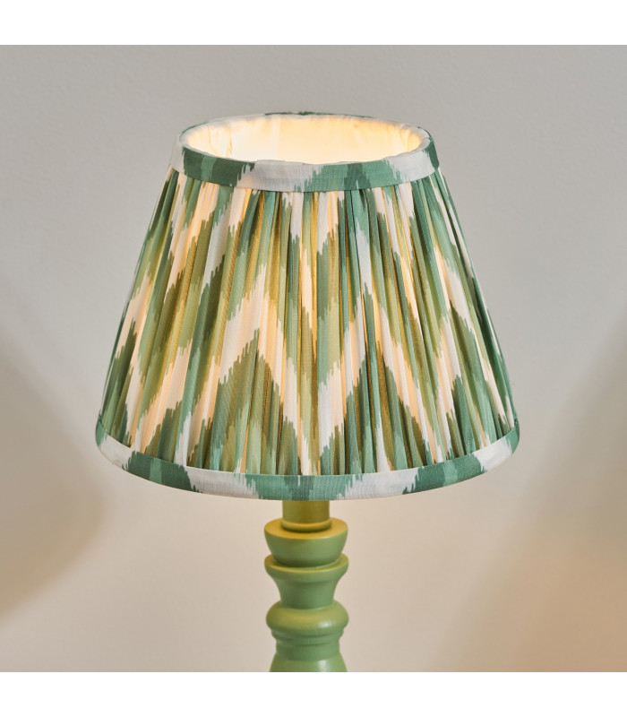 Bibury Satin Cotswold Green Paint Table Lamp with Cotswold Green Fabric Zigzag Shade 20cm B22-4