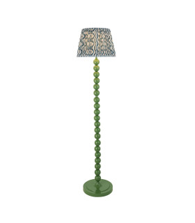 Higgledy Gloss Cotswold Green Paint Floor Lamp with Marlin Blue Fabric Ripple Shade 35cm E27-1
