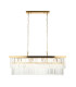 Conaston Bar Pendant Ceiling Light Brushed Aged Brass Plate & Clear Cut Glass 4x E14-1