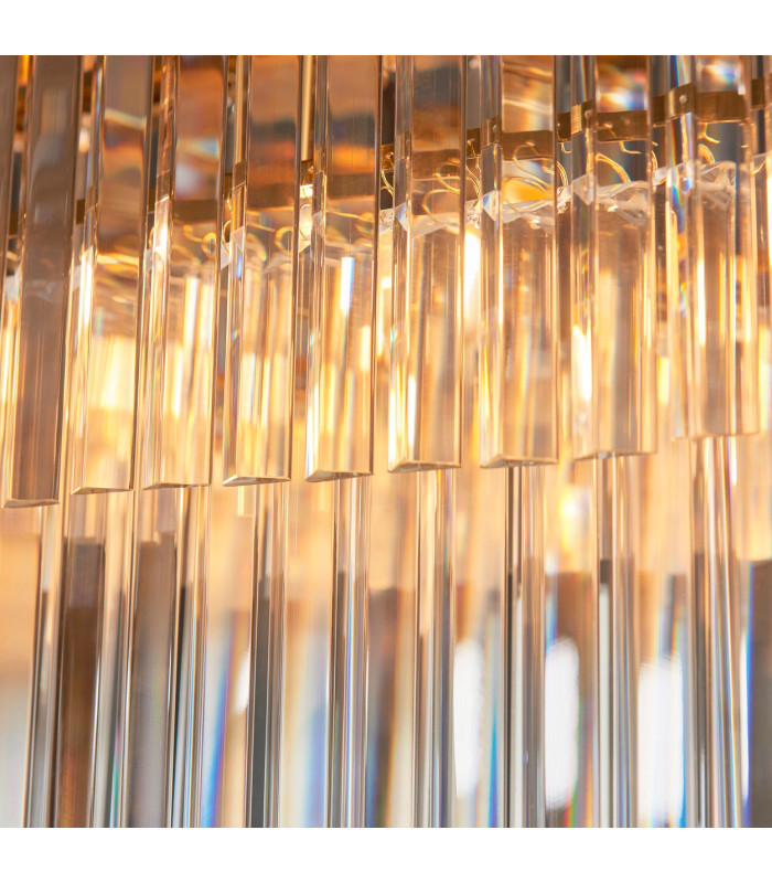 Conaston Bar Pendant Ceiling Light Brushed Aged Brass Plate & Clear Cut Glass 4x E14-6