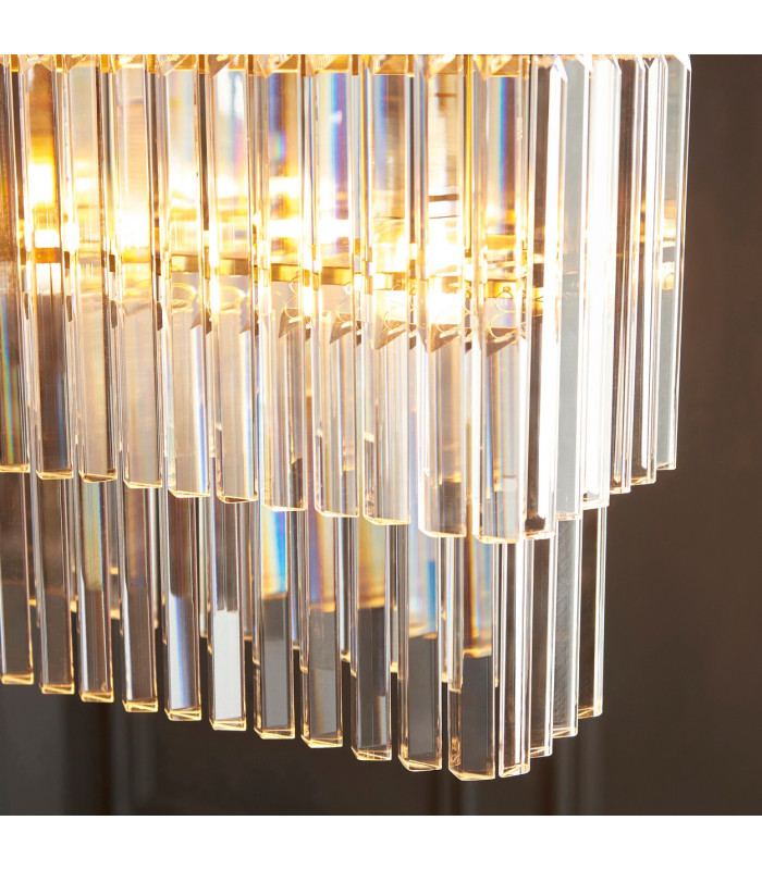 Conaston Bar Pendant Ceiling Light Brushed Aged Brass Plate & Clear Cut Glass 4x E14-7