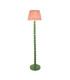 Higgledy Gloss Cotswold Green Paint Floor Lamp with Coral Pink Fabric Ikat Shade 35cm E27-1