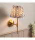 Obelisk T Bar Brushed Aged Brass Plate Wall Light with Pearl Grey Fabric Leaf Shade 20cm B22-2