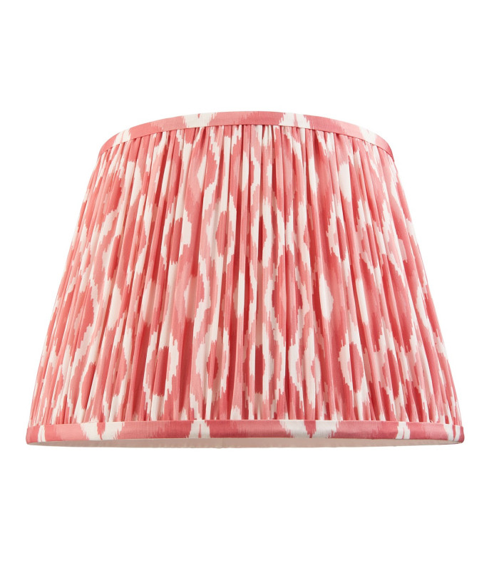 Higgledy Gloss Cotswold Green Paint Floor Lamp with Coral Pink Fabric Ikat Shade 35cm E27-9