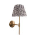 Obelisk T Bar Brushed Aged Brass Plate Wall Light with Pearl Grey Fabric Leaf Shade 20cm B22-9
