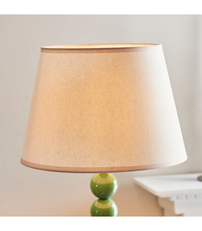 Higgledy Gloss Cotswold Green Paint Floor Lamp with Vintage White Fabric Ivy Shade 35cm E27-4