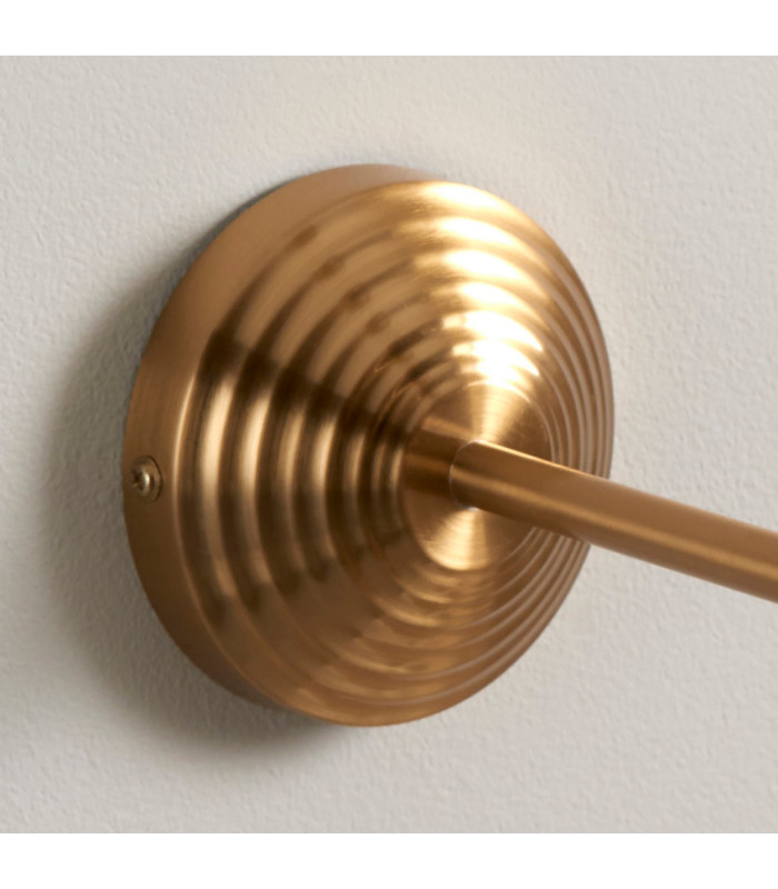 Obelisk T Bar Brushed Aged Brass Plate Wall Light with Apricot Orange Fabric Zigzag Shade 20cm B22-6
