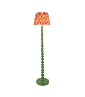 Higgledy Gloss Cotswold Green Paint Floor Lamp with Apricot Orange Fabric Zigzag Shade 35cm E27-1
